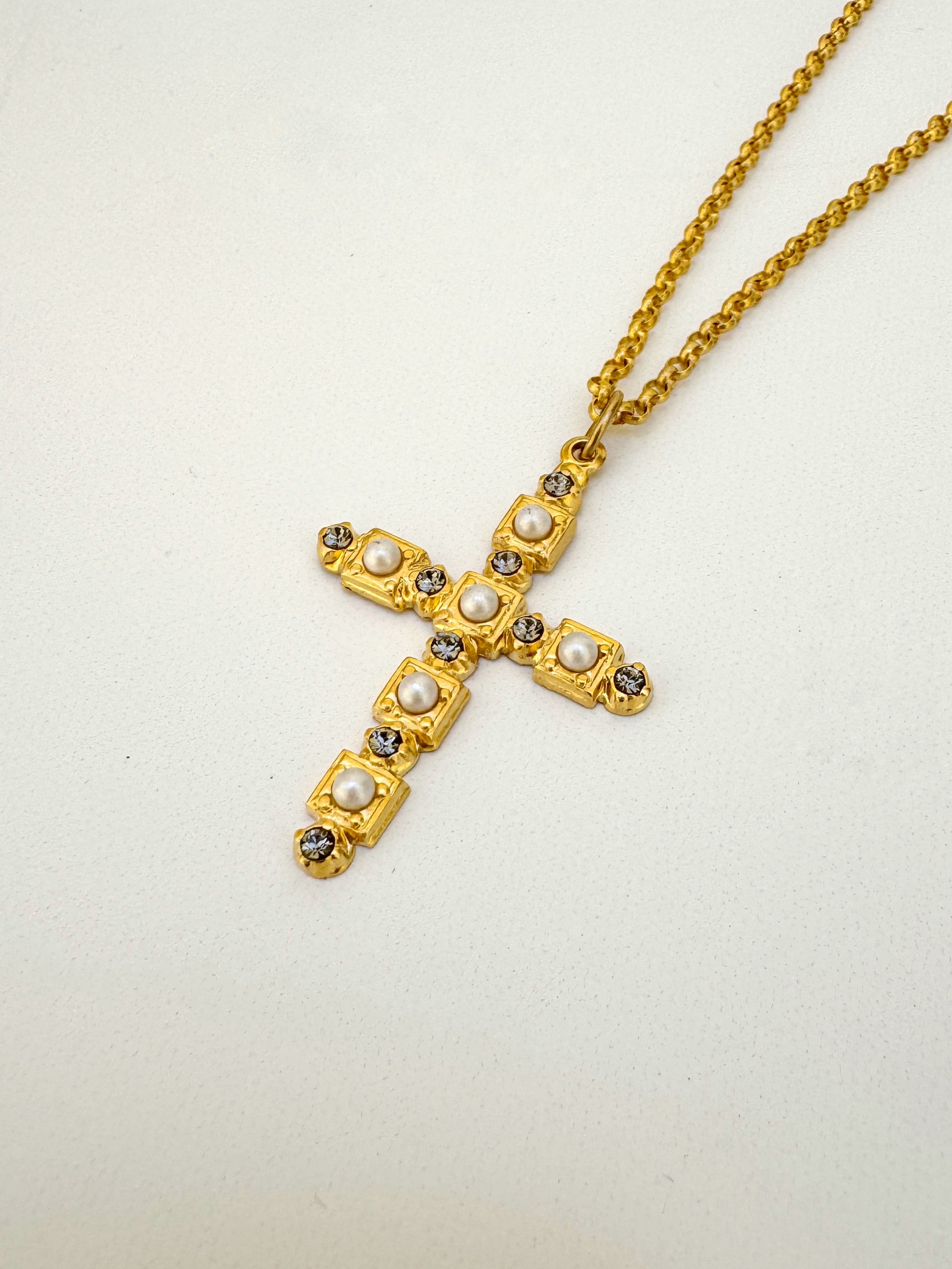 LVP Pearl Cross Necklace