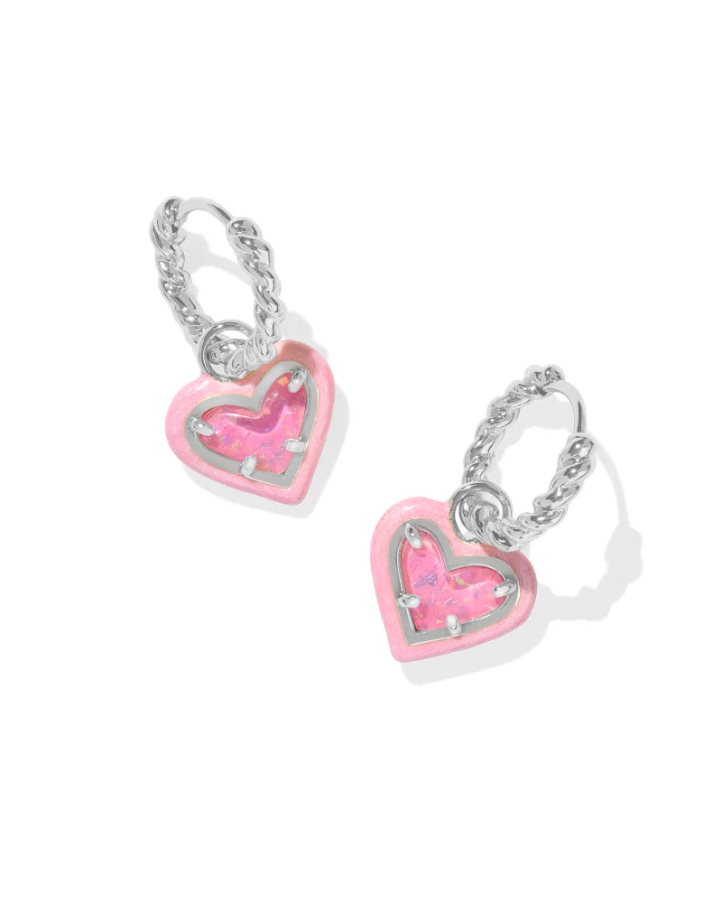 KS Ari Heart Enamel Frame Huggie Earrings