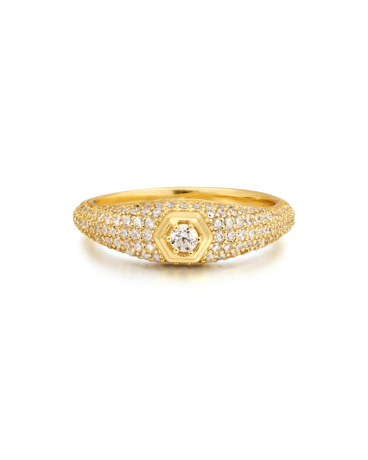 LAJ Pave Hex Signet Ring