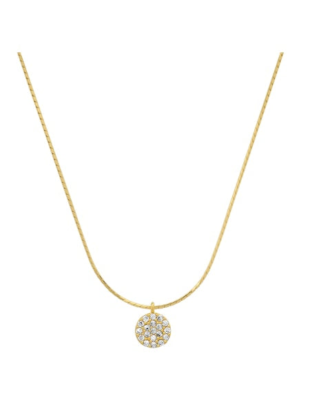 Tai 925 SAN-0114 Pave Disc Necklace
