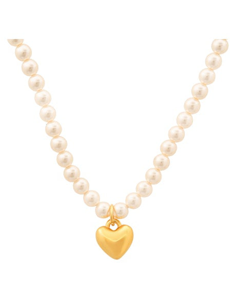 Tai 925 SAN-0190 Pearl Strand Heart Necklace