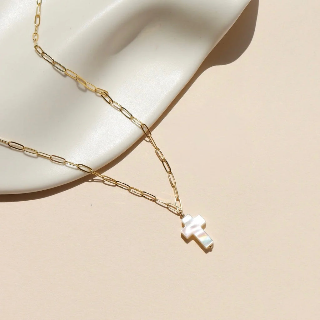 TKN Mother of Pearl Cross Necklace