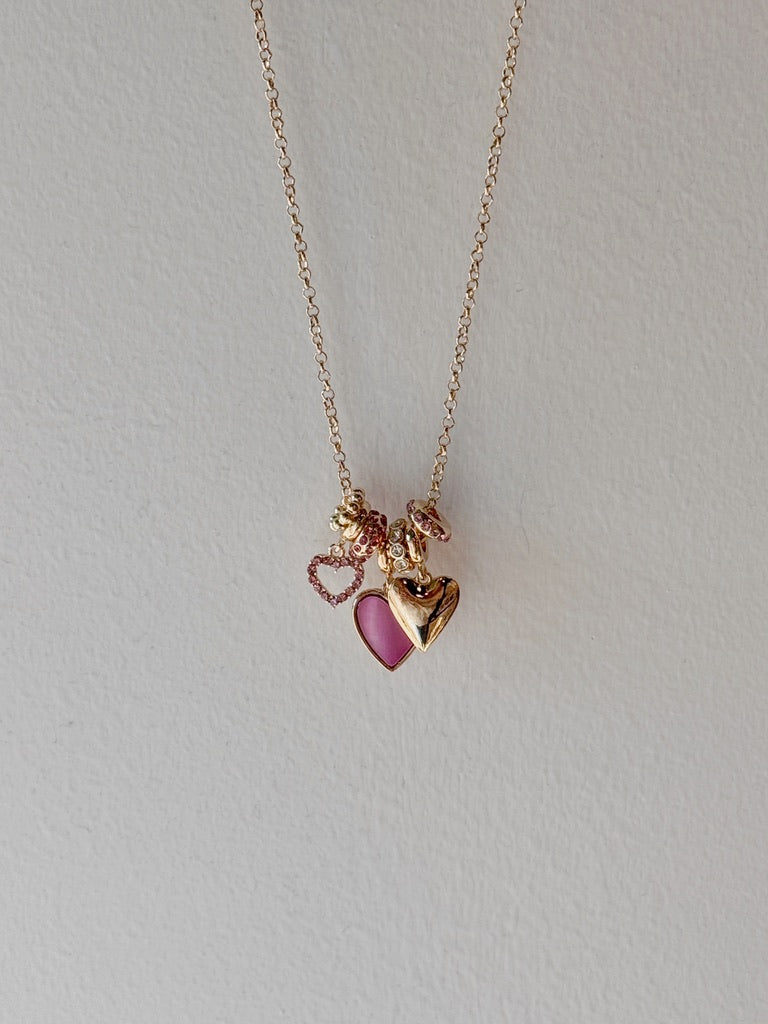Pink Heart Charm Necklace