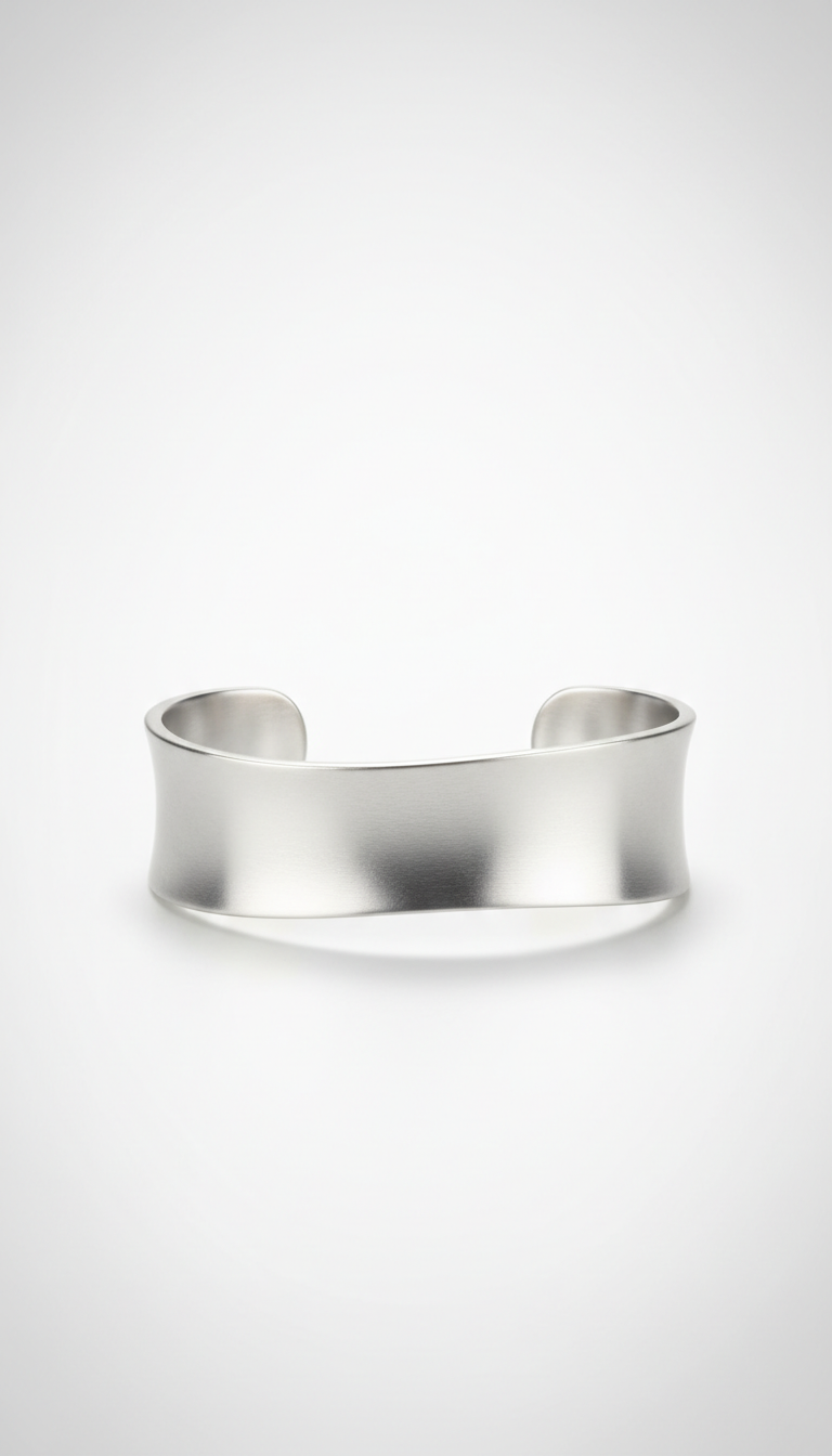 Brushed Silver Sculptural Cuff