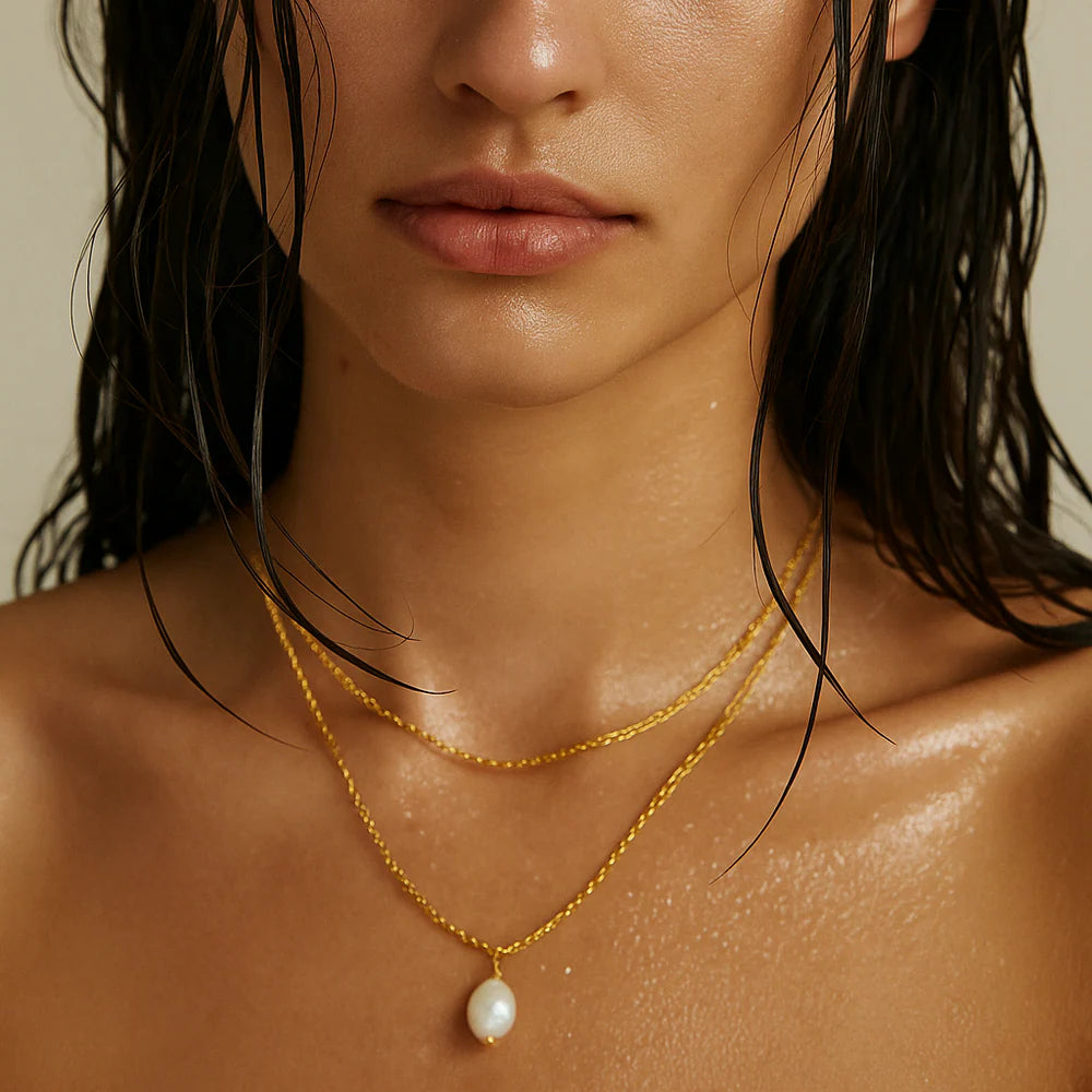 EV Jalen Double Chain Pearl Necklace