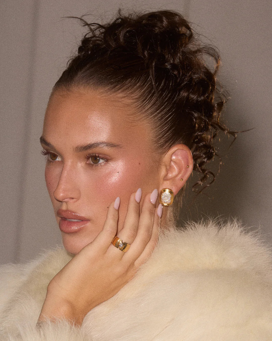 LAJ Pave Oval Statement Studs