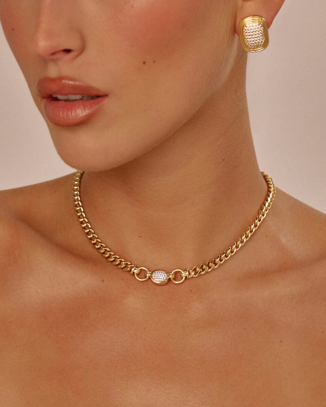 LAJ Pave Oval Link Necklace