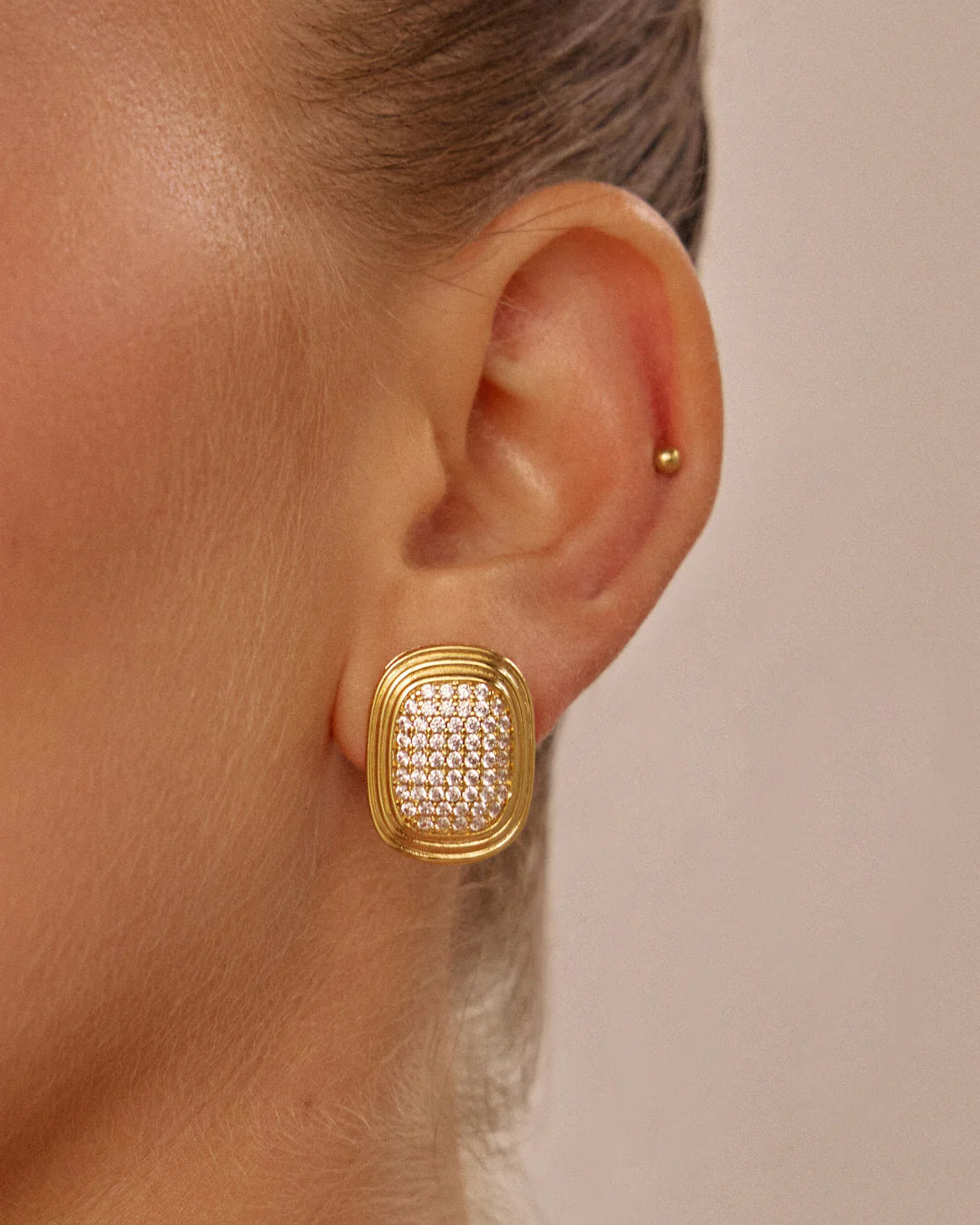 LAJ Pave Oval Statement Studs