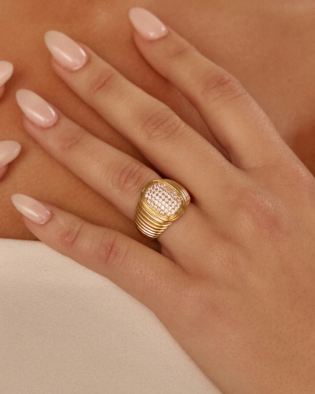 LAJ Pave Oval Bezel Ring
