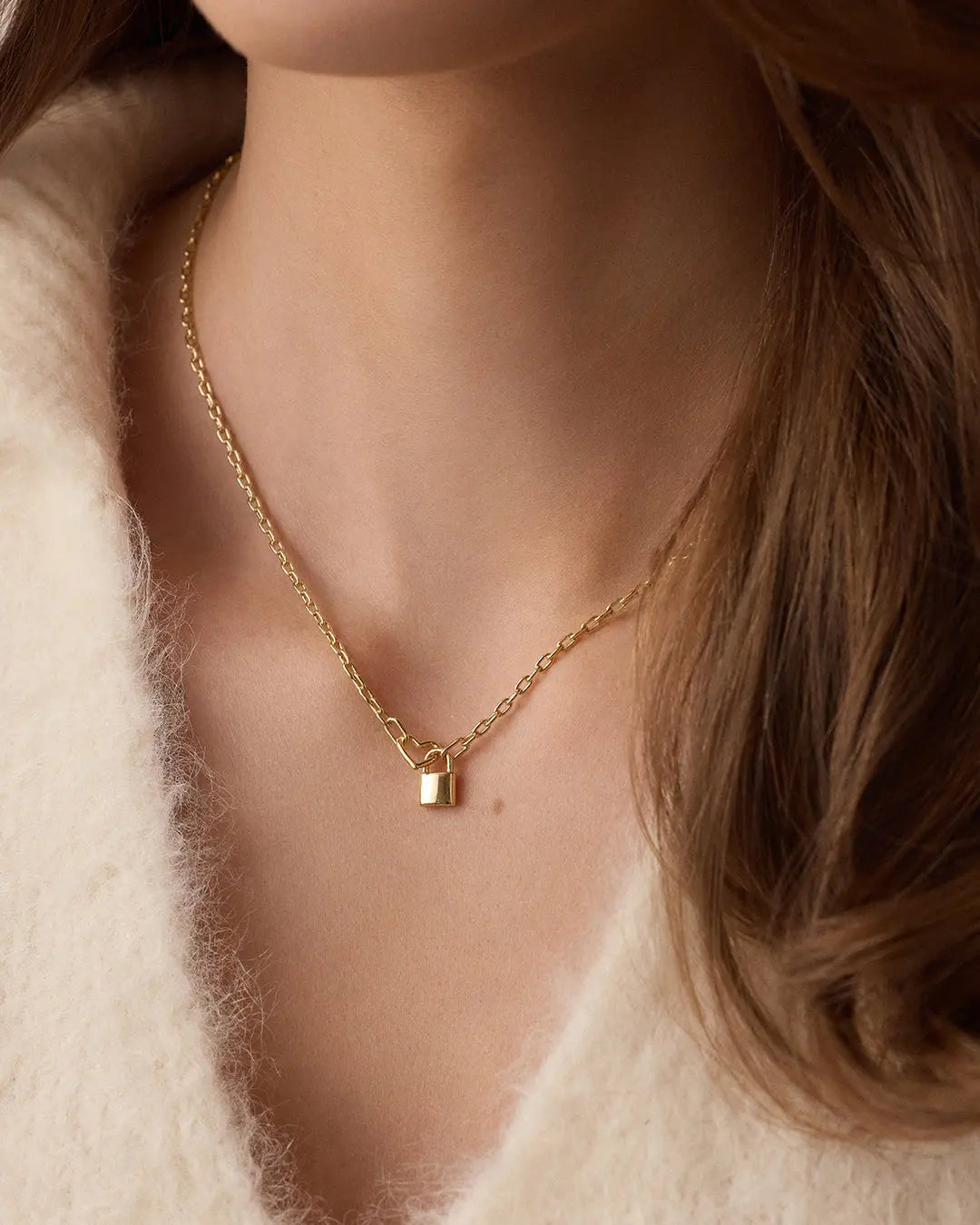 GOR Heart Padlock Interlocking Necklace