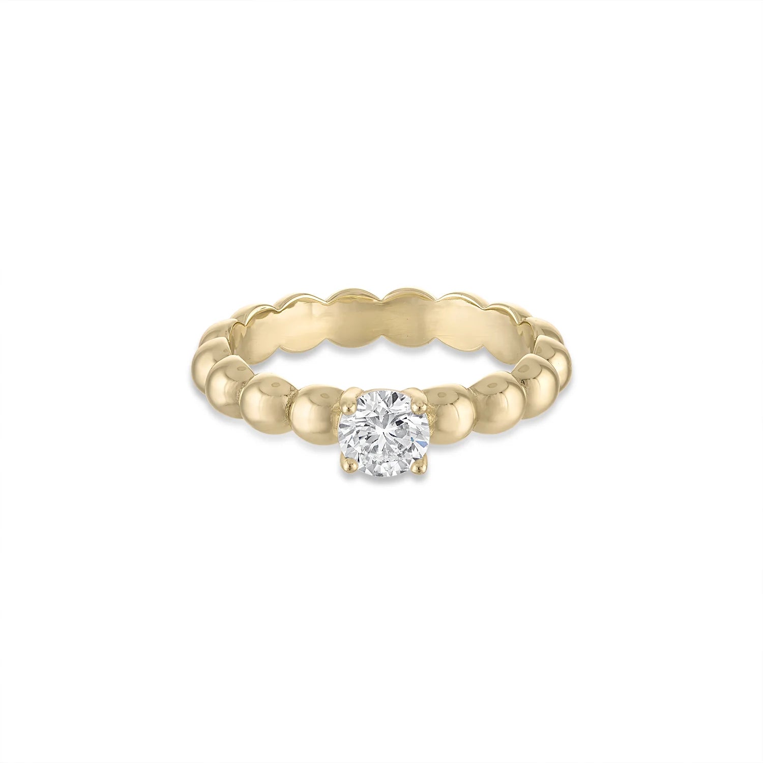 14k Vermeil The Coogee Beaded Solitaire Ring