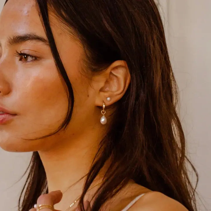 MBM Single Pearl Hoop Earrings