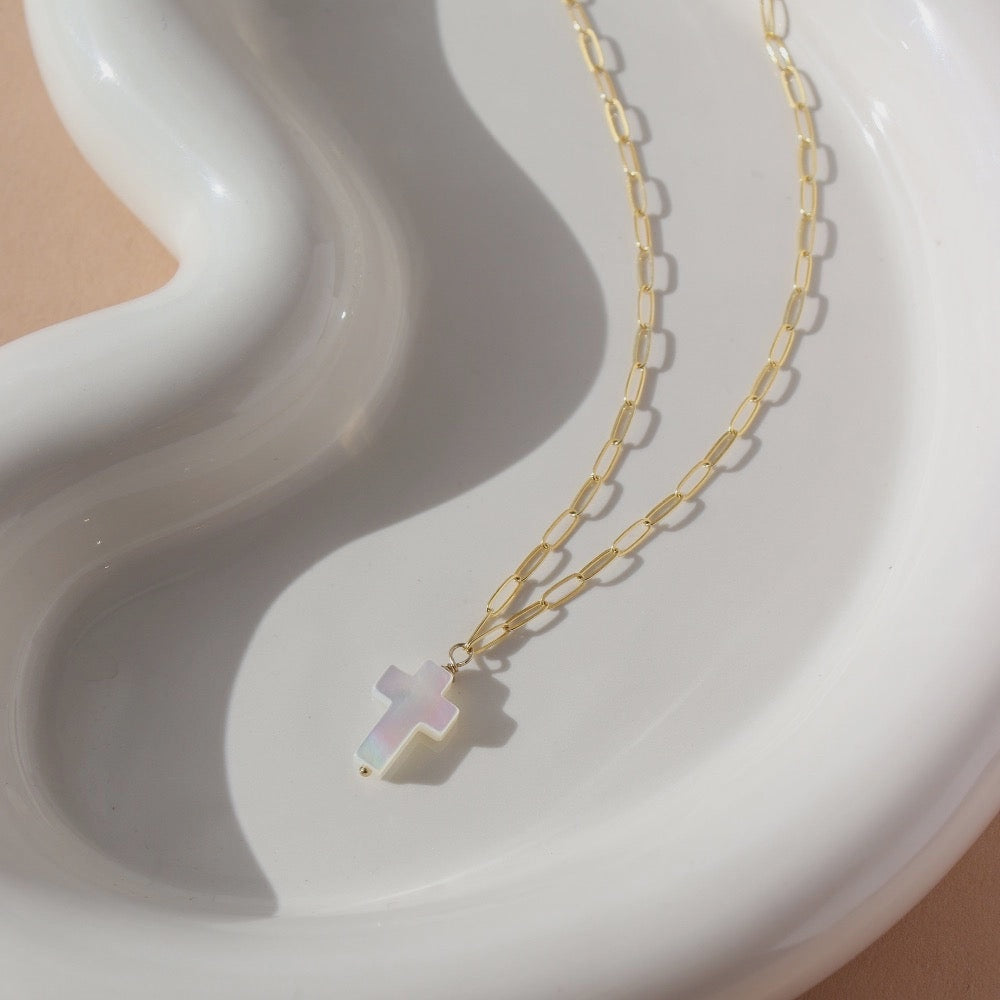 TKN Mother of Pearl Cross Necklace