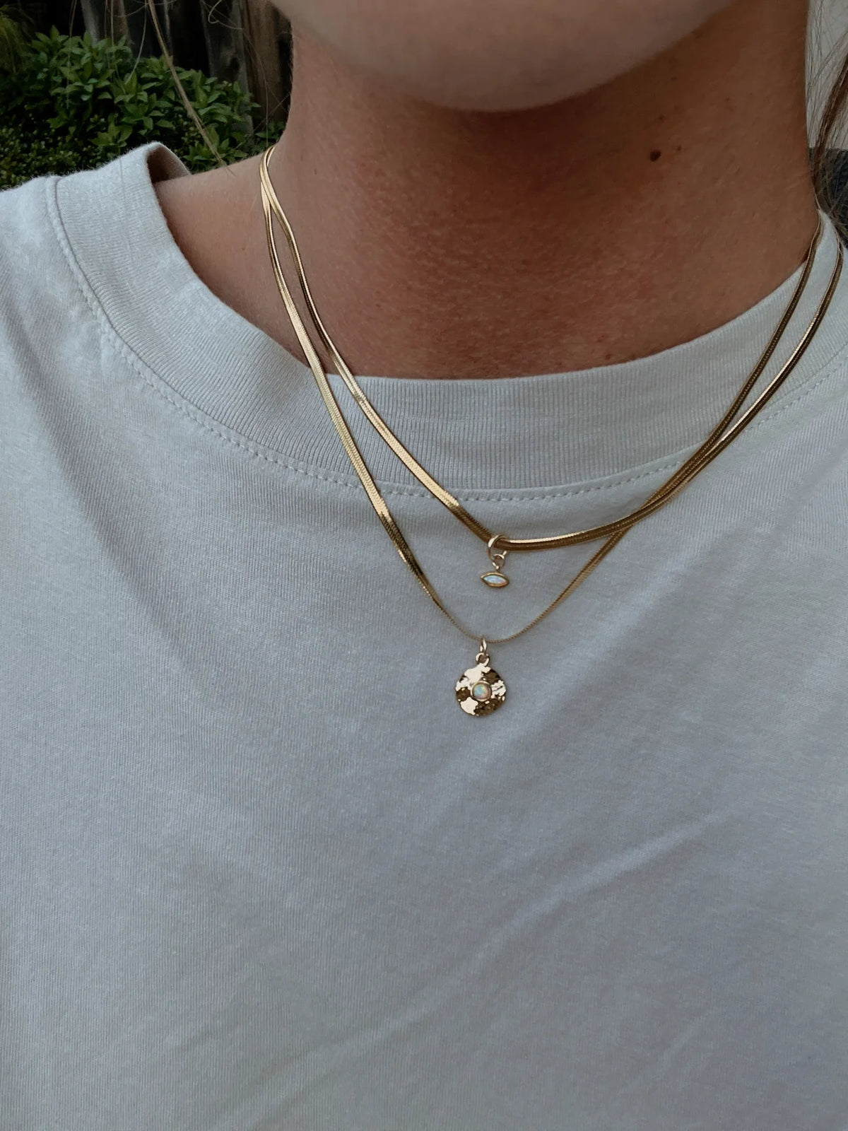 TOA Evil Eye Opal Herringbone Necklace
