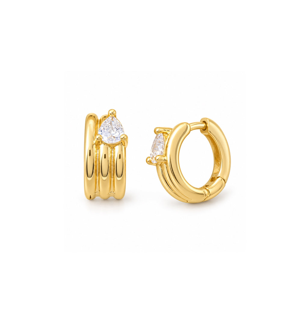 Mini Ribbed Huggies with CZ