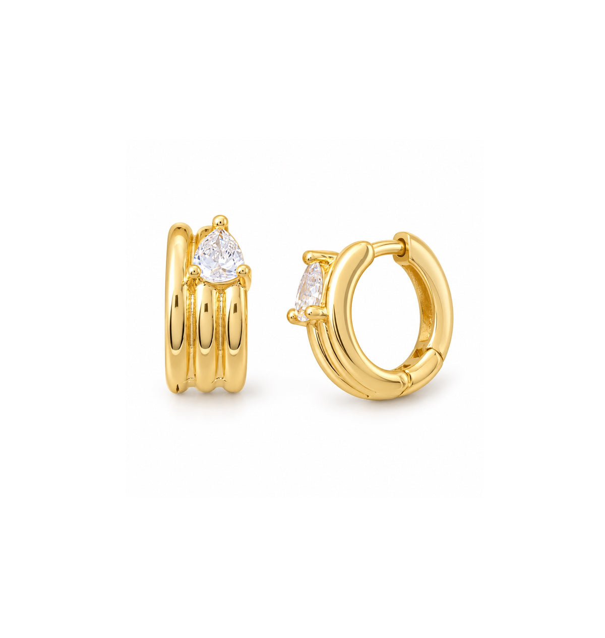 Mini Ribbed Huggies with CZ