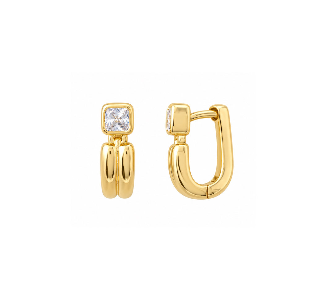 Square huggies with CZ stones