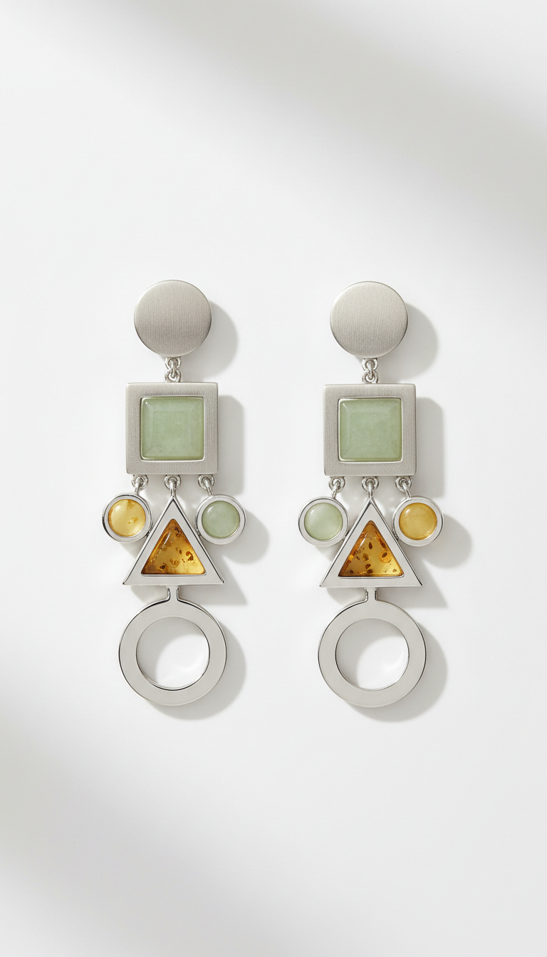 Geometric High-Polish Drop Earrings