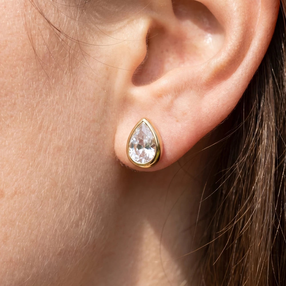 CZ Teardrop Studs