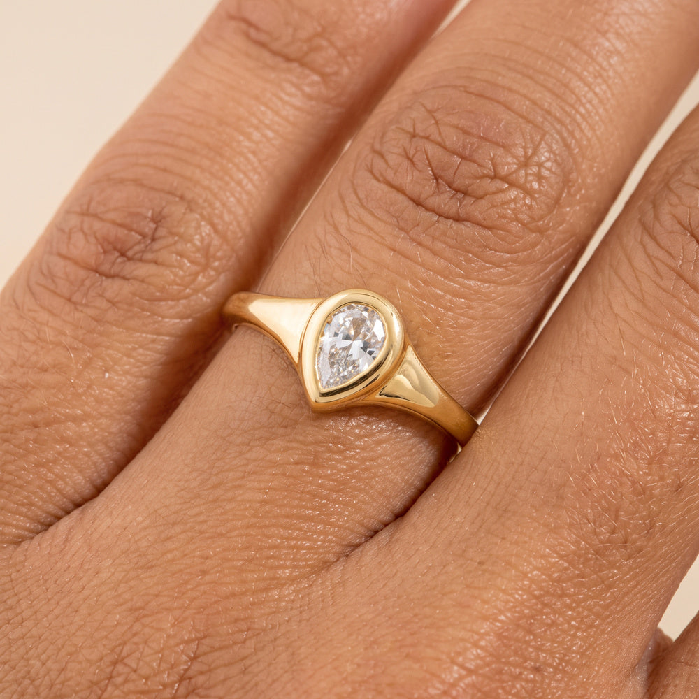 Teardrop CZ Ring