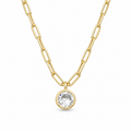 Paperclip Necklace with a Round CZ