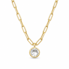 Paperclip Necklace with a Round CZ