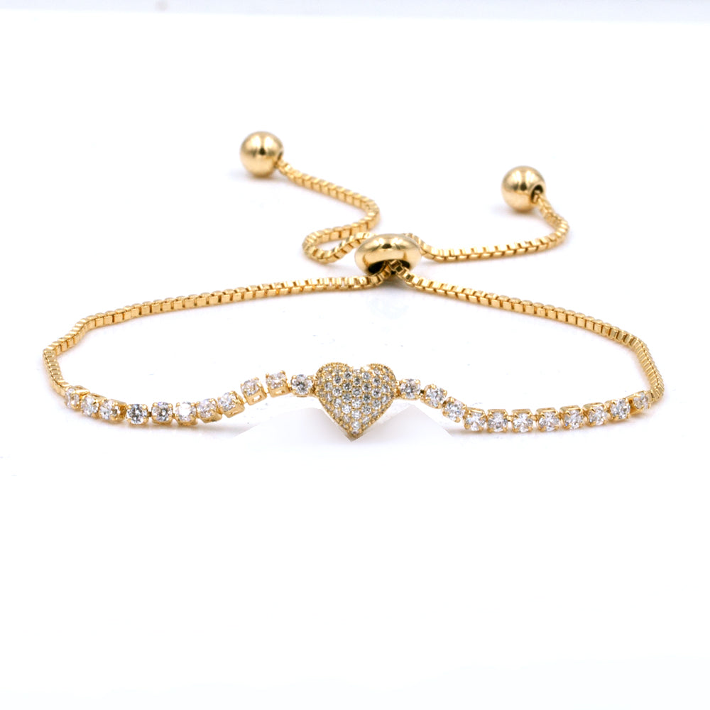 CZ Heart Lariat Bracelet