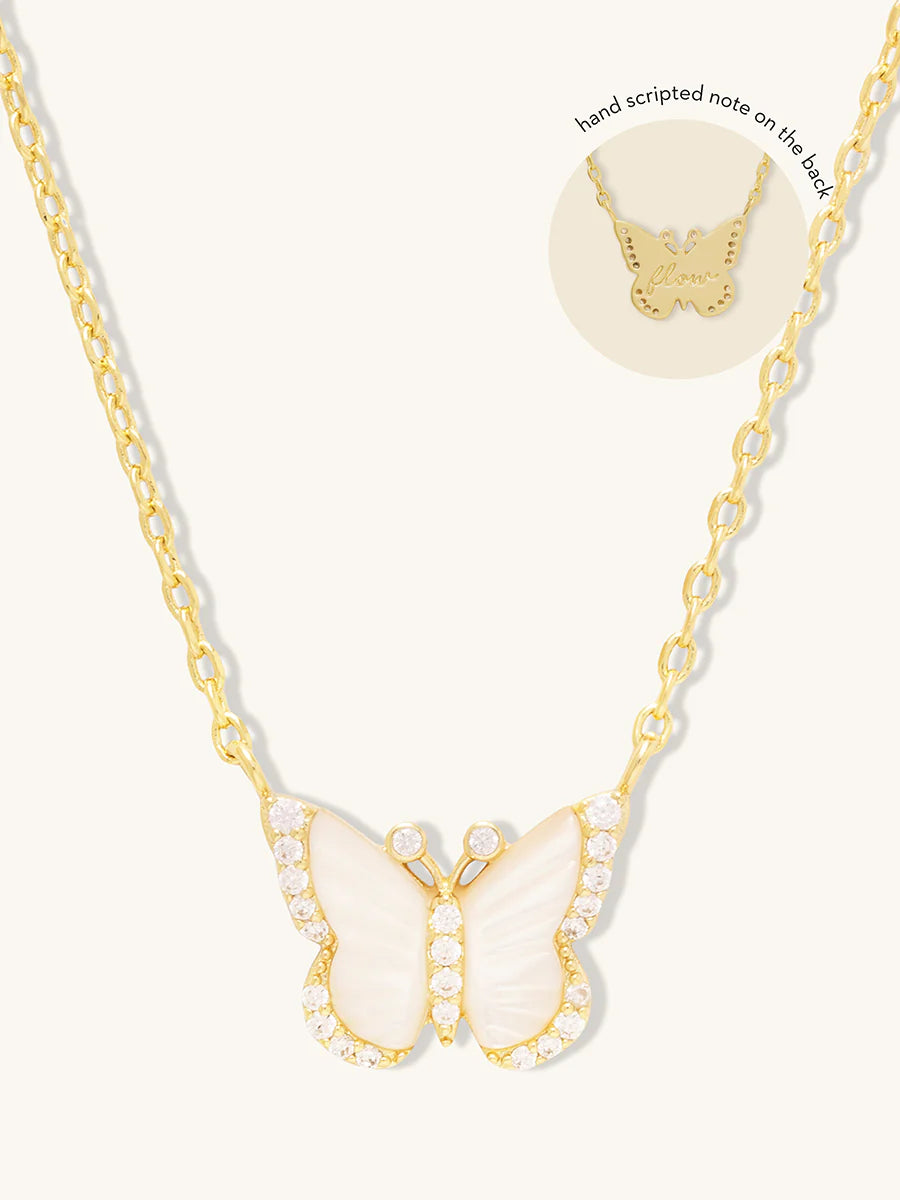 WCO Butterfly Pearl Necklace