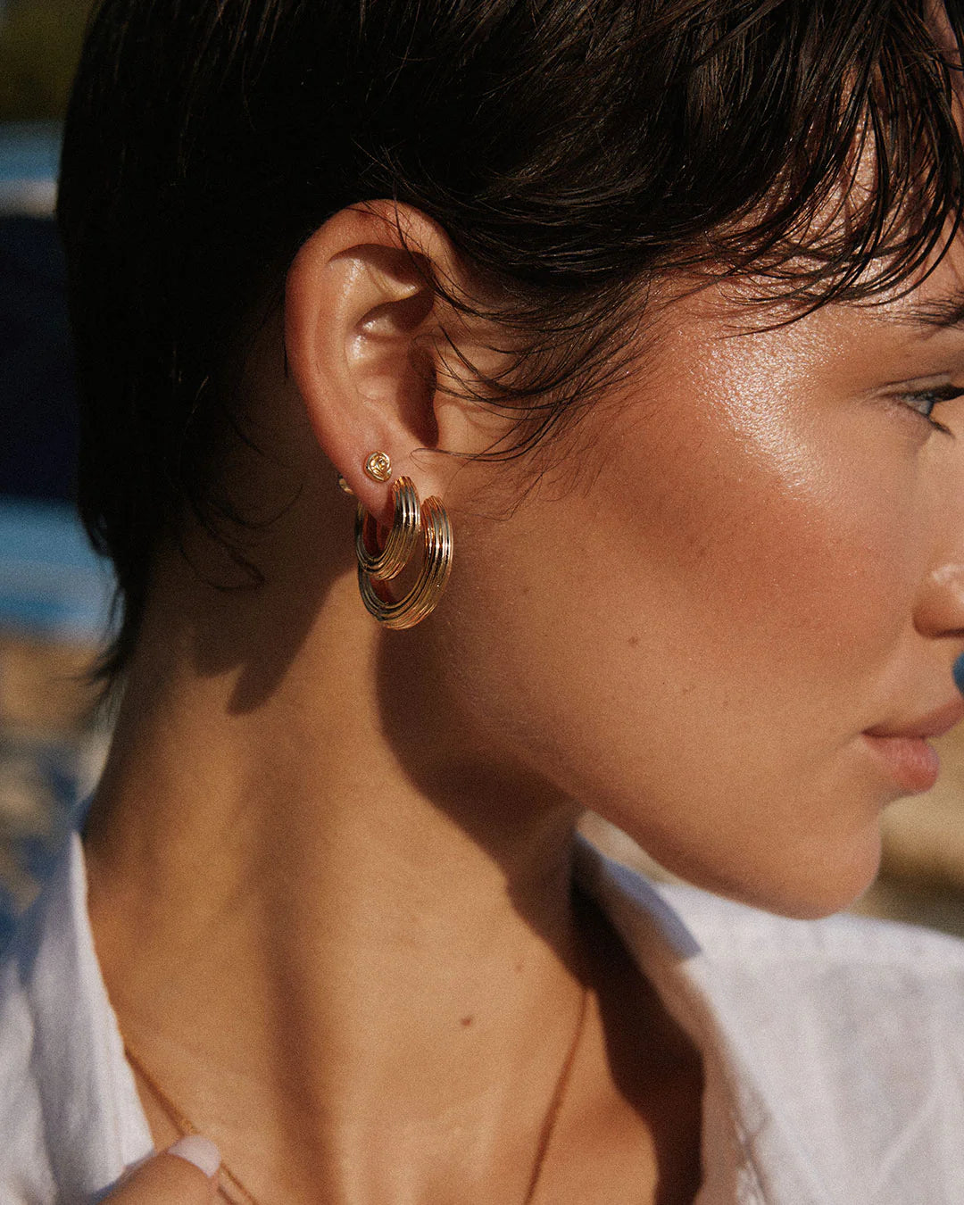 LAJ Ridged Amalfi Hinge Hoops