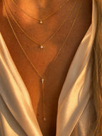 14k Vermeil CZ Stone Lariat Necklace