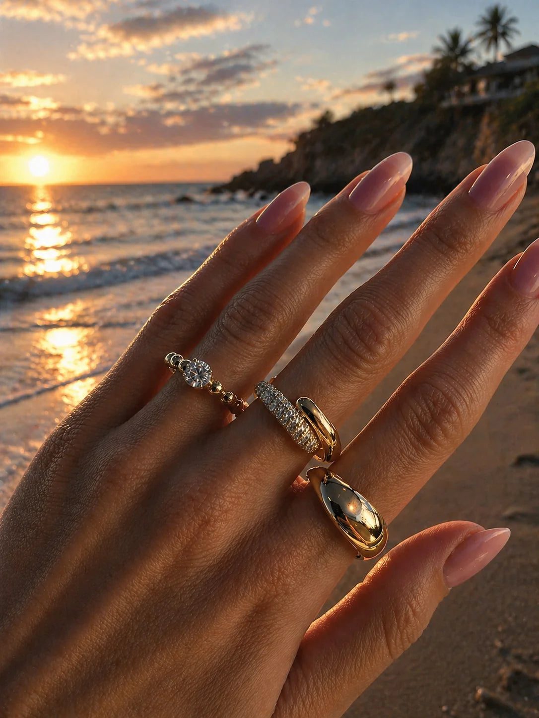 14k Vermeil The Coogee Beaded Solitaire Ring