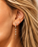 14k Vermeil Triple CZ Stone Chain Huggie
