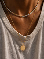 14k Vermeil CZ Halo Disc Pendant Necklace