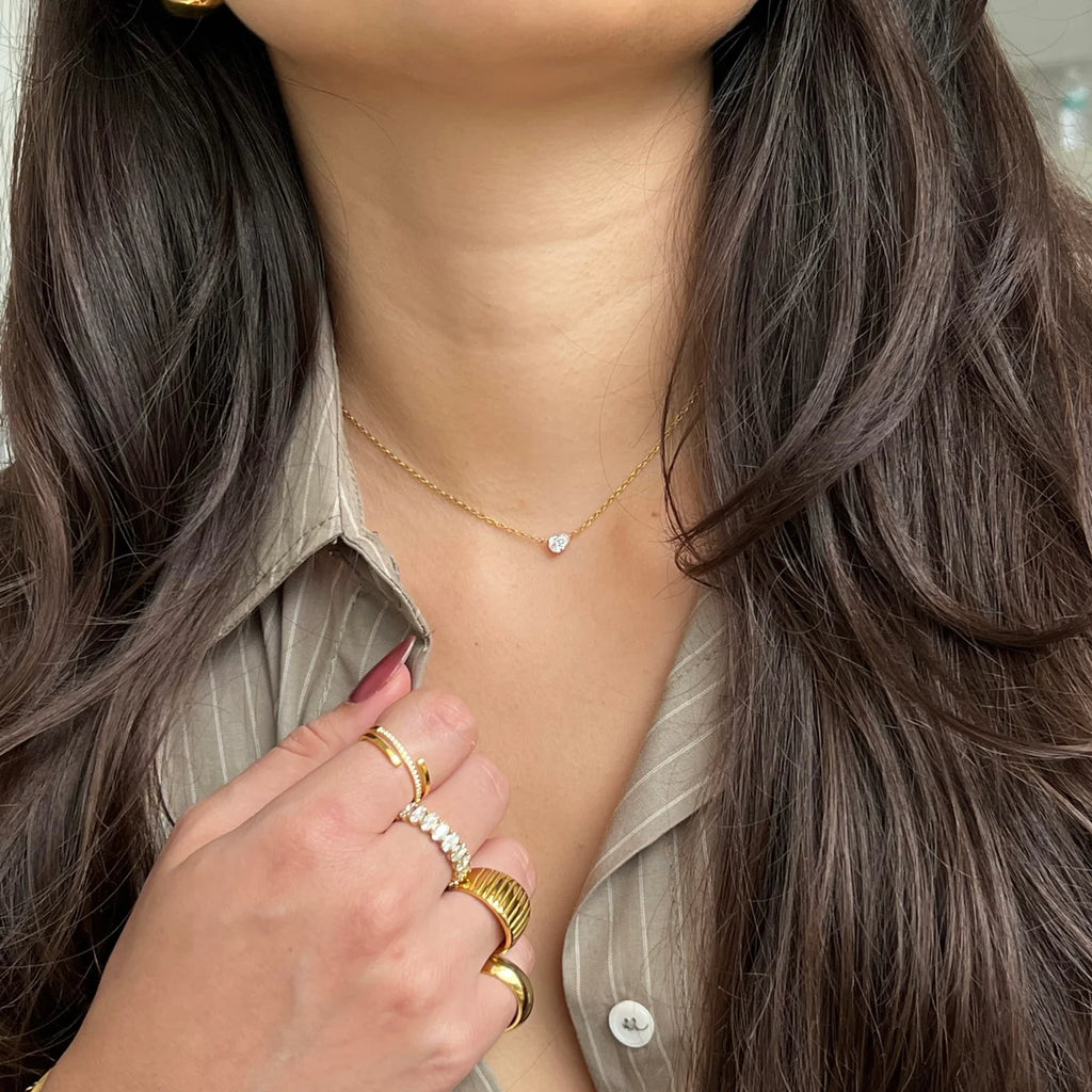 EV Lola Solitaire Sideways Pear Necklace