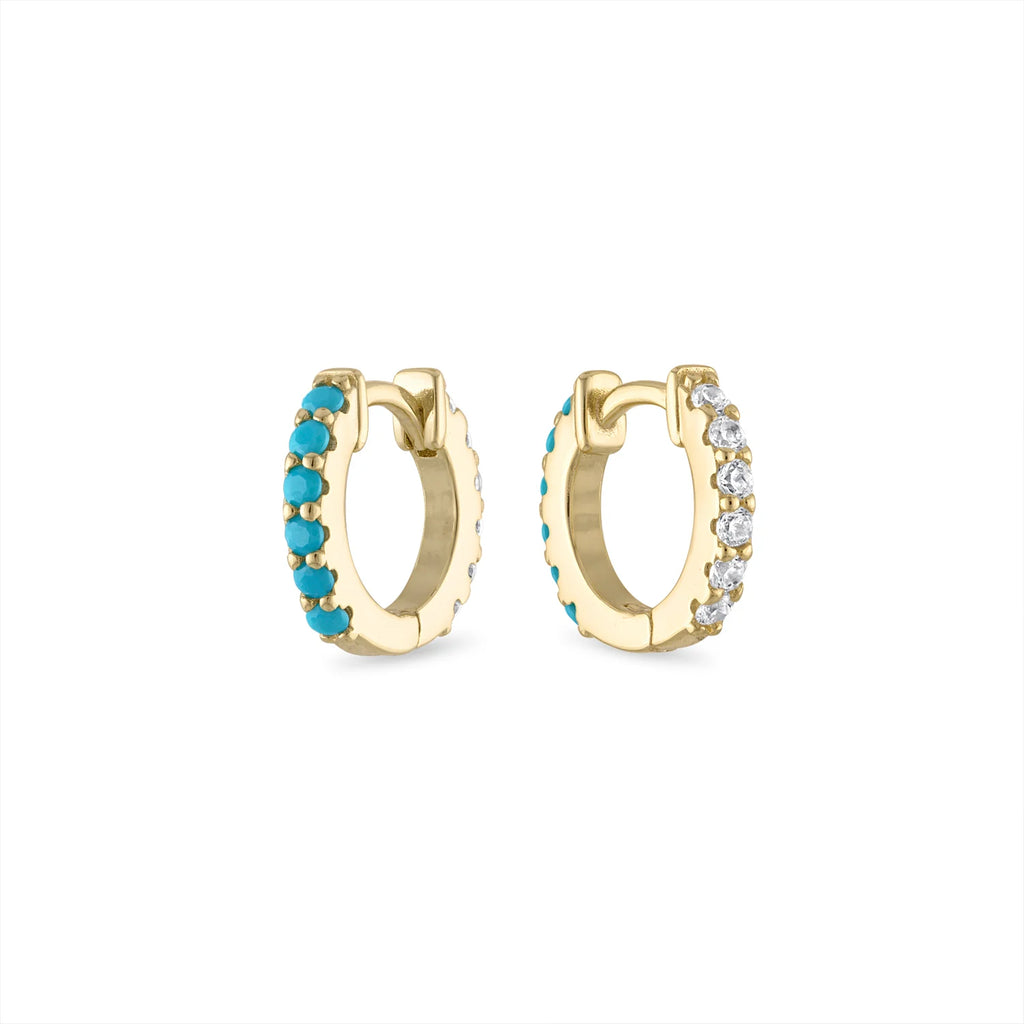 EV2 925 Reversible CZ Turquoise Huggies