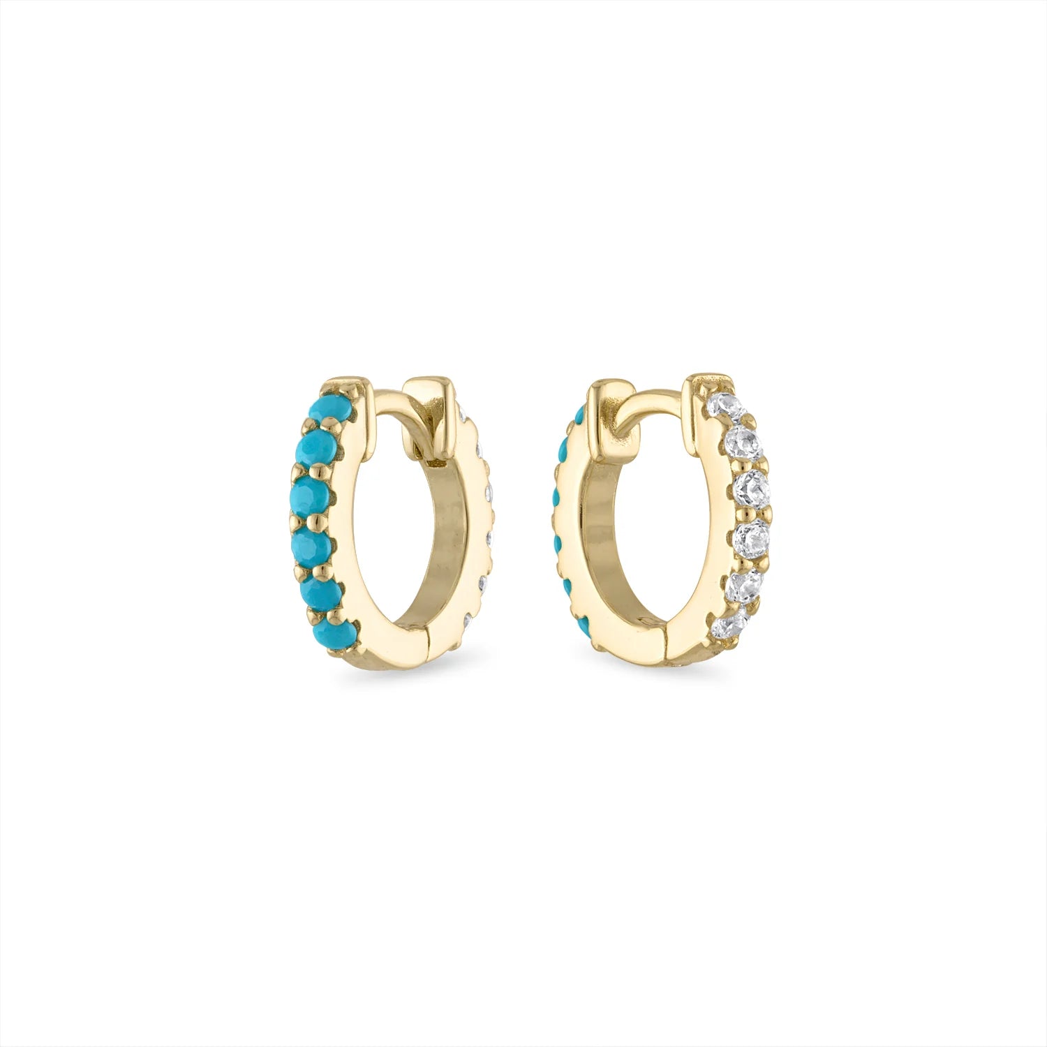 EV2 925 Reversible CZ Turquoise Huggies