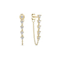 14k Vermeil CZ Chain Drop Stud Earrings - Longline