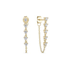 14k Vermeil CZ Chain Drop Stud Earrings - Longline
