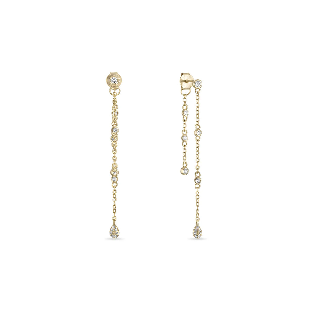 14k Vermeil Convertible Double Chain Drop Earrings