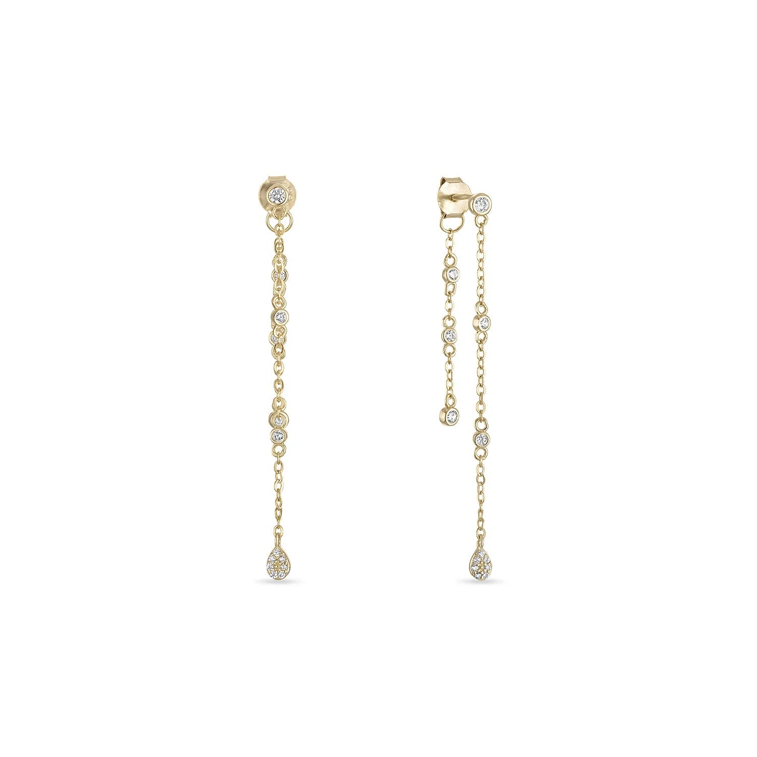 14k Vermeil Convertible Double Chain Drop Earrings