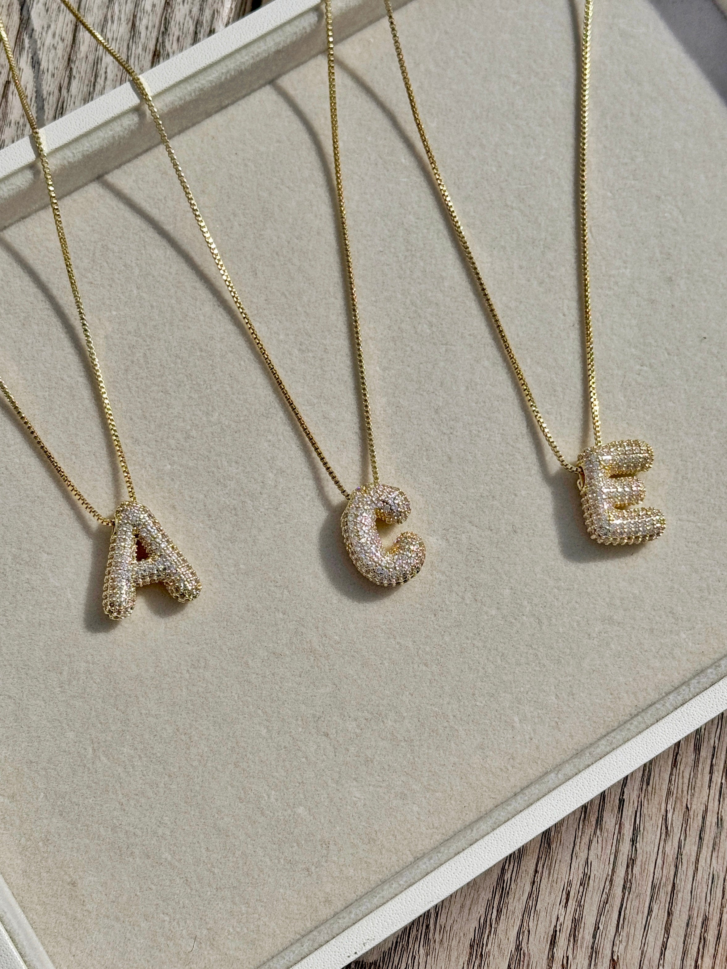 Pave Bubble Initial Necklace