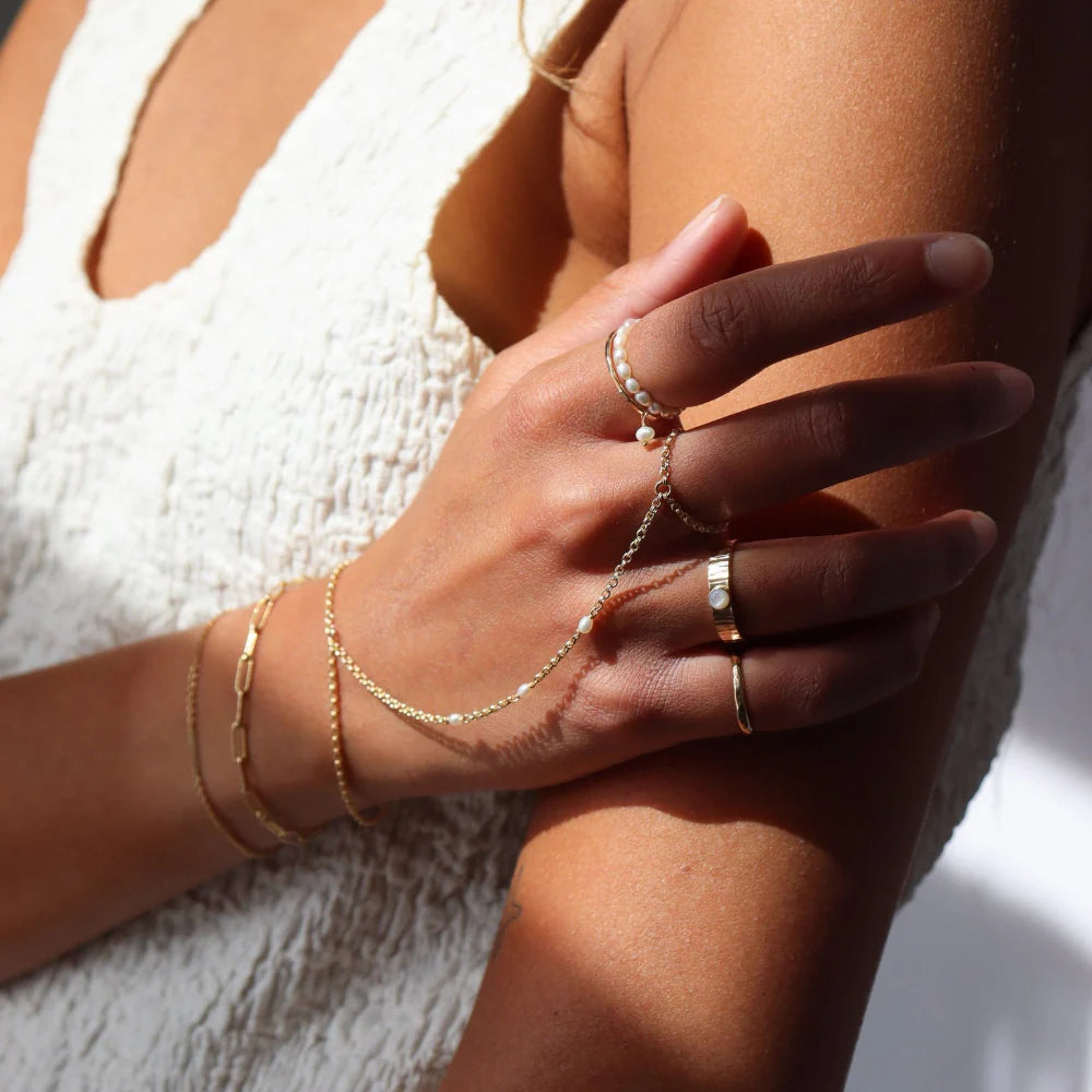 TKN Gemini Hand Chain with Pearls