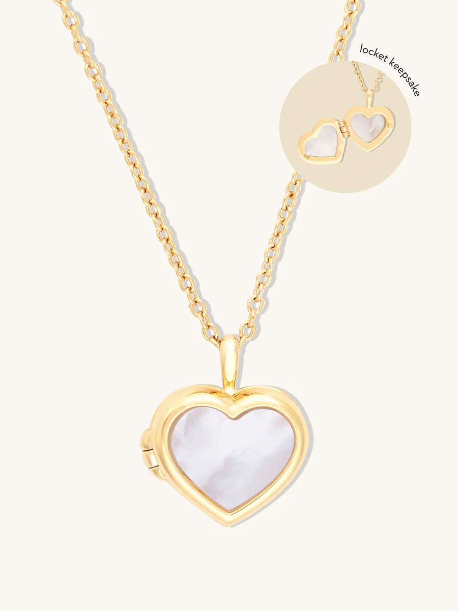 WCO Heart Pearl Locket Necklace