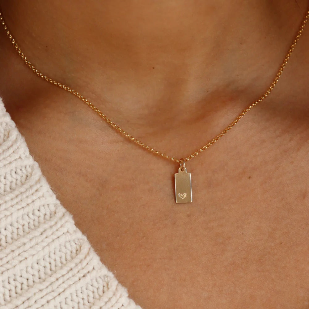 TKN Mini Tag Necklace with Heart