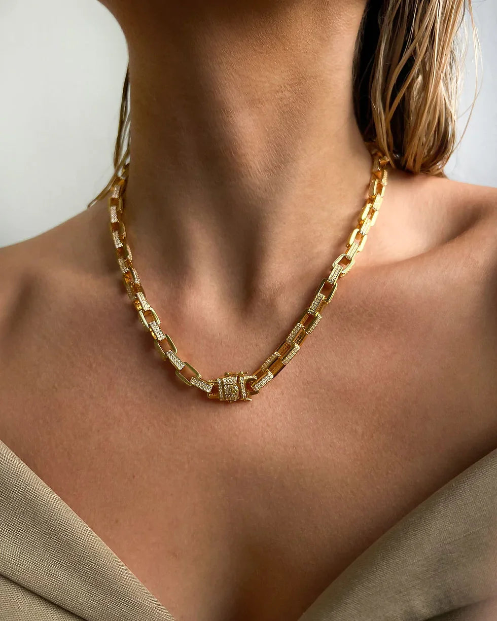 LAJ Boxy Pave Chain Necklace