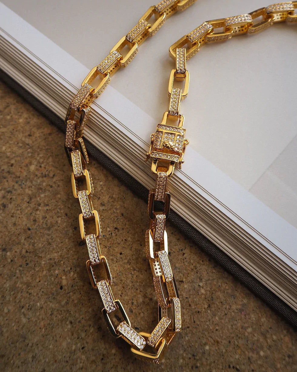 LAJ Boxy Pave Chain Necklace