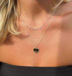 14k Vermeil Layering Dangle CZ on Beaded Chain