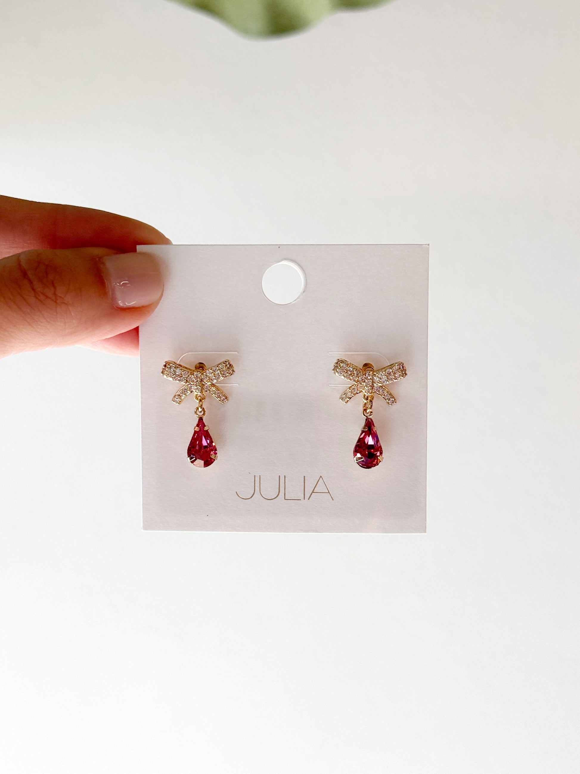 Dangly CZ Bow Earrings