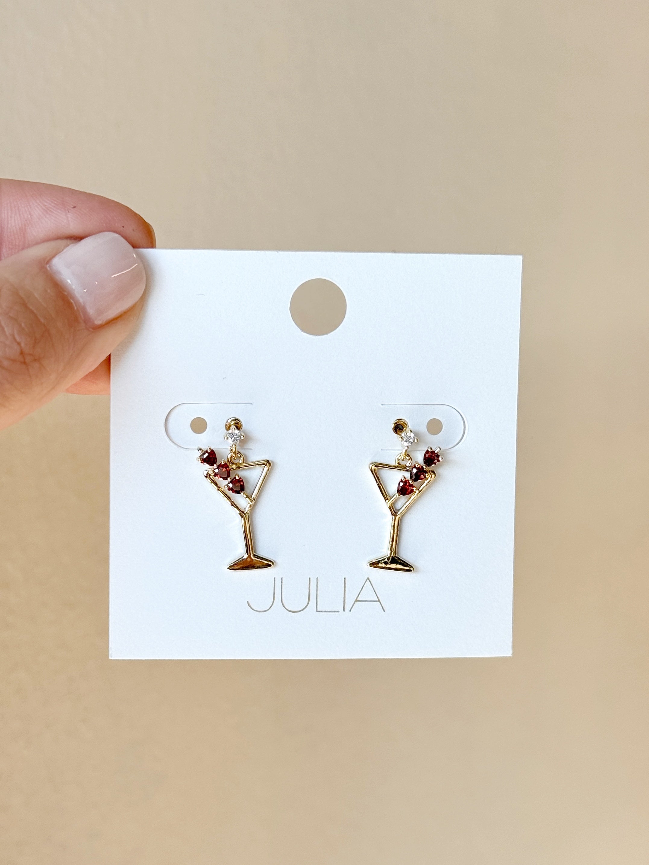 Mini CZ Martini Glass Earrings