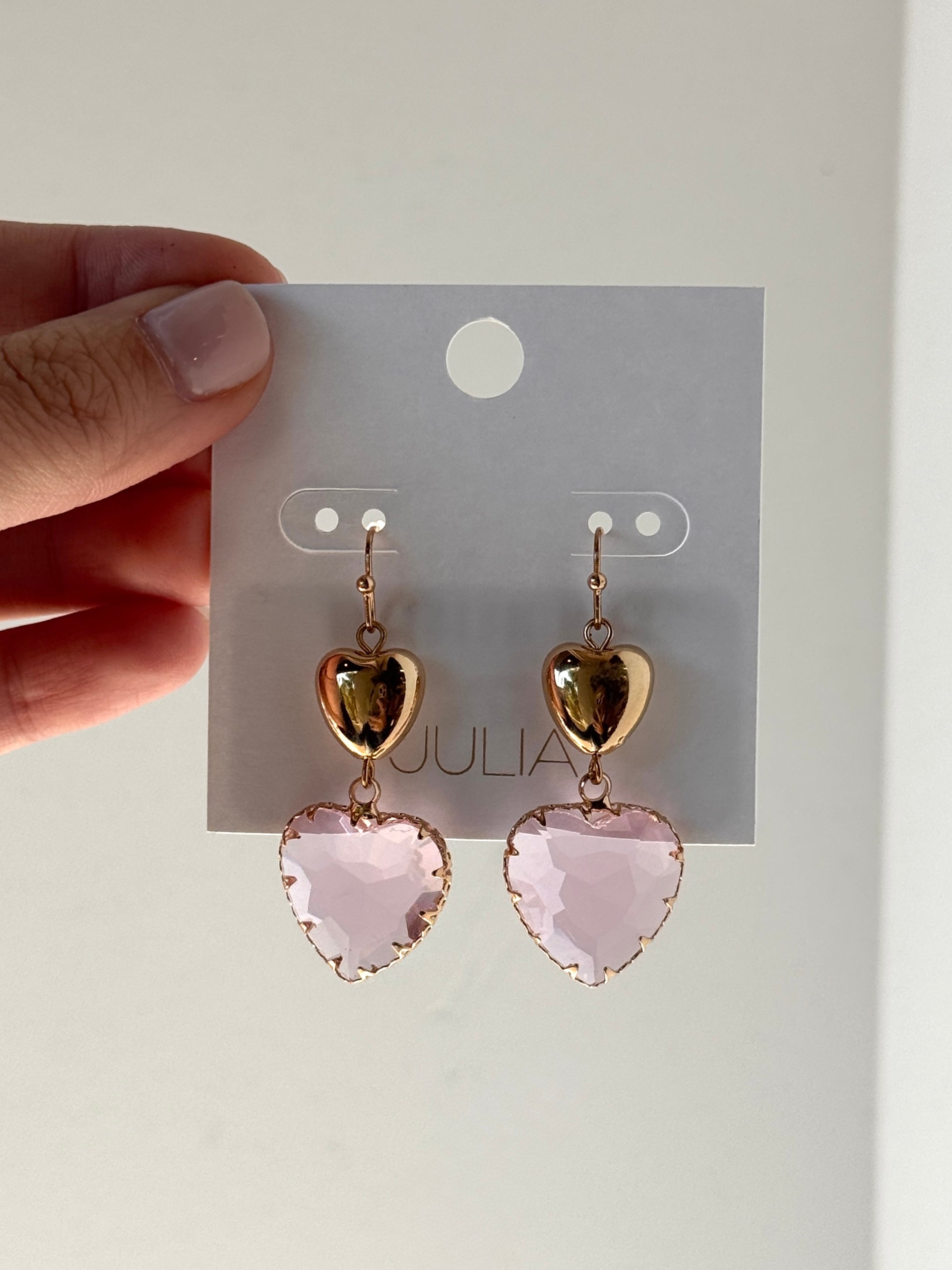 Pink Heart Dangle Earrings